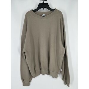 Vintage Russell Athletic Thermal Waffle Knit Sweatshirt Blank‎ Boxy Oversized L
